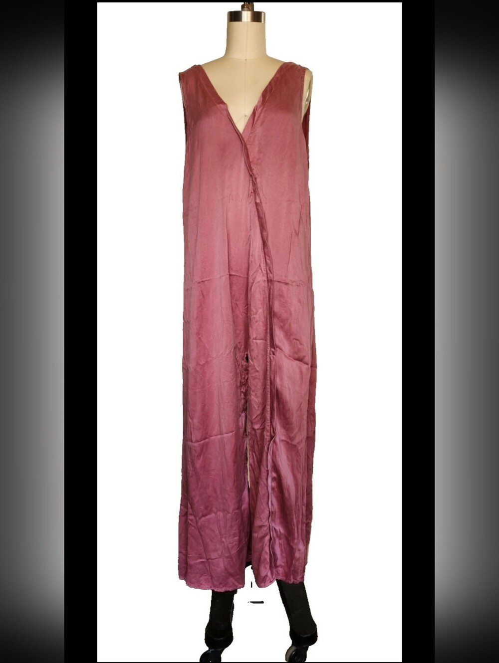 Lunya Washable Pink Silk Double V Long Jumpsuit W/Pockets Size XS/S